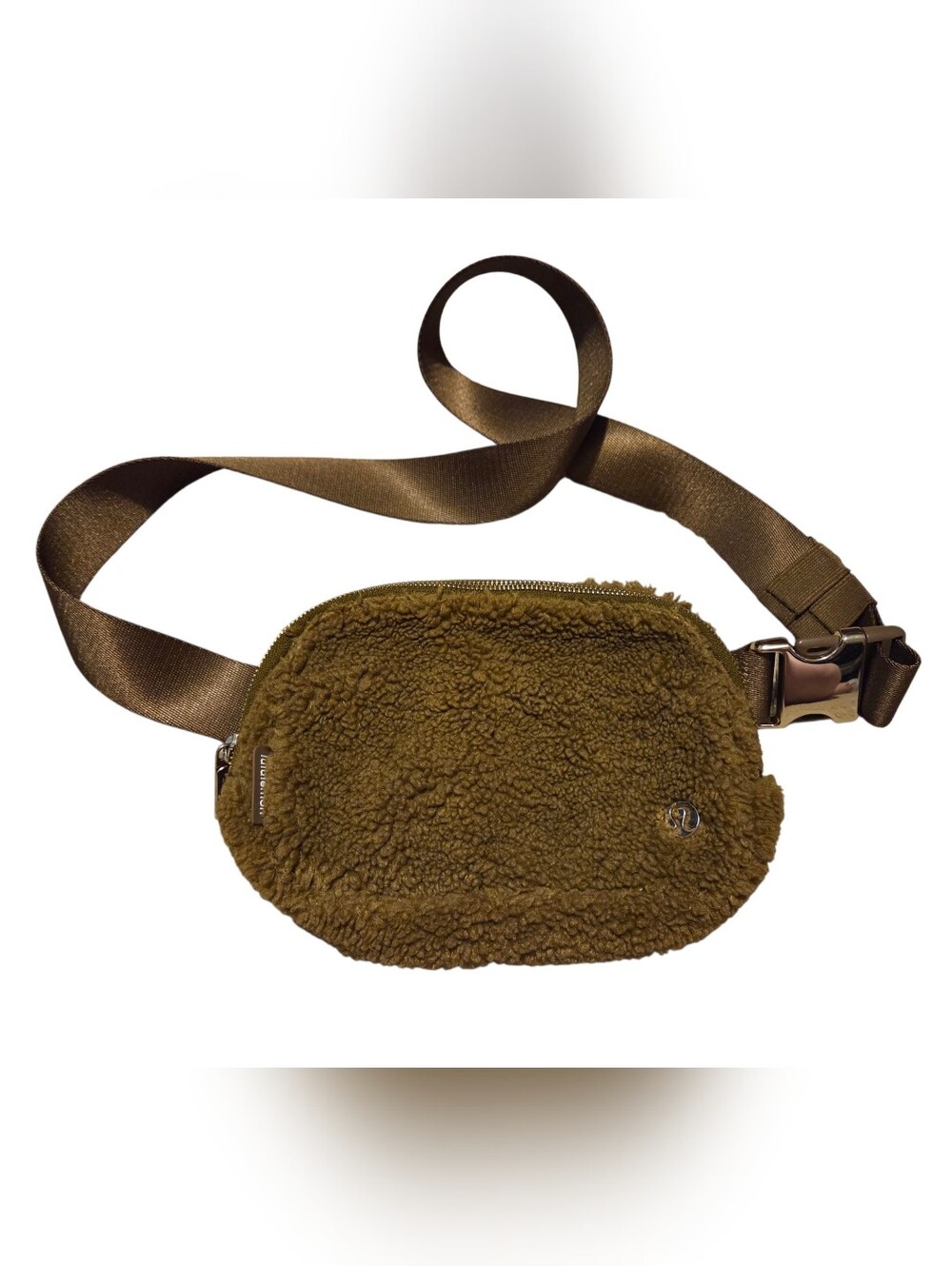 Lululemon Everywhere Belt Bag 1L Sherpa Fleece Burnt Caramel Brown Gold Buckle